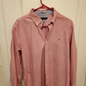 Tommy Hilfiger Pink Oxford Button Down Mens Shirt Size M